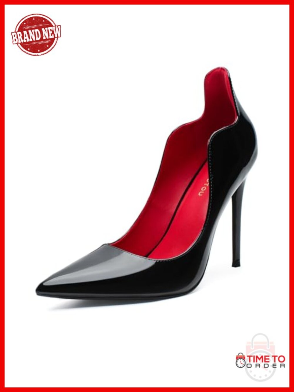 Unisex Patent Leather Stiletto Heels Pointed Toe Pumps 4.9 Inch
